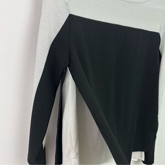 ZARA Black & White Colour Block Layered Blouse Medium - Picture 4 of 9